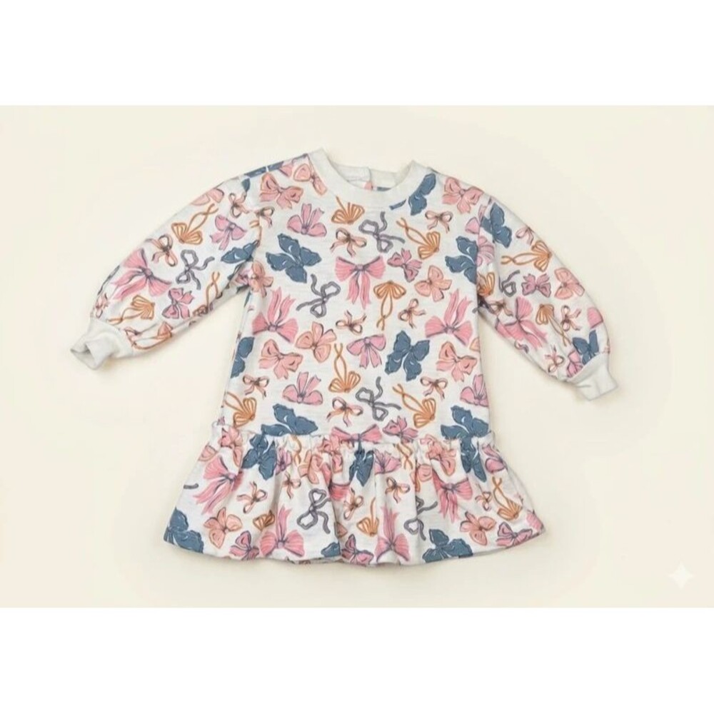 Cupcakes and Cashmere Baby Girl Bow Print Fleece Drop Waist Dress Size 18M